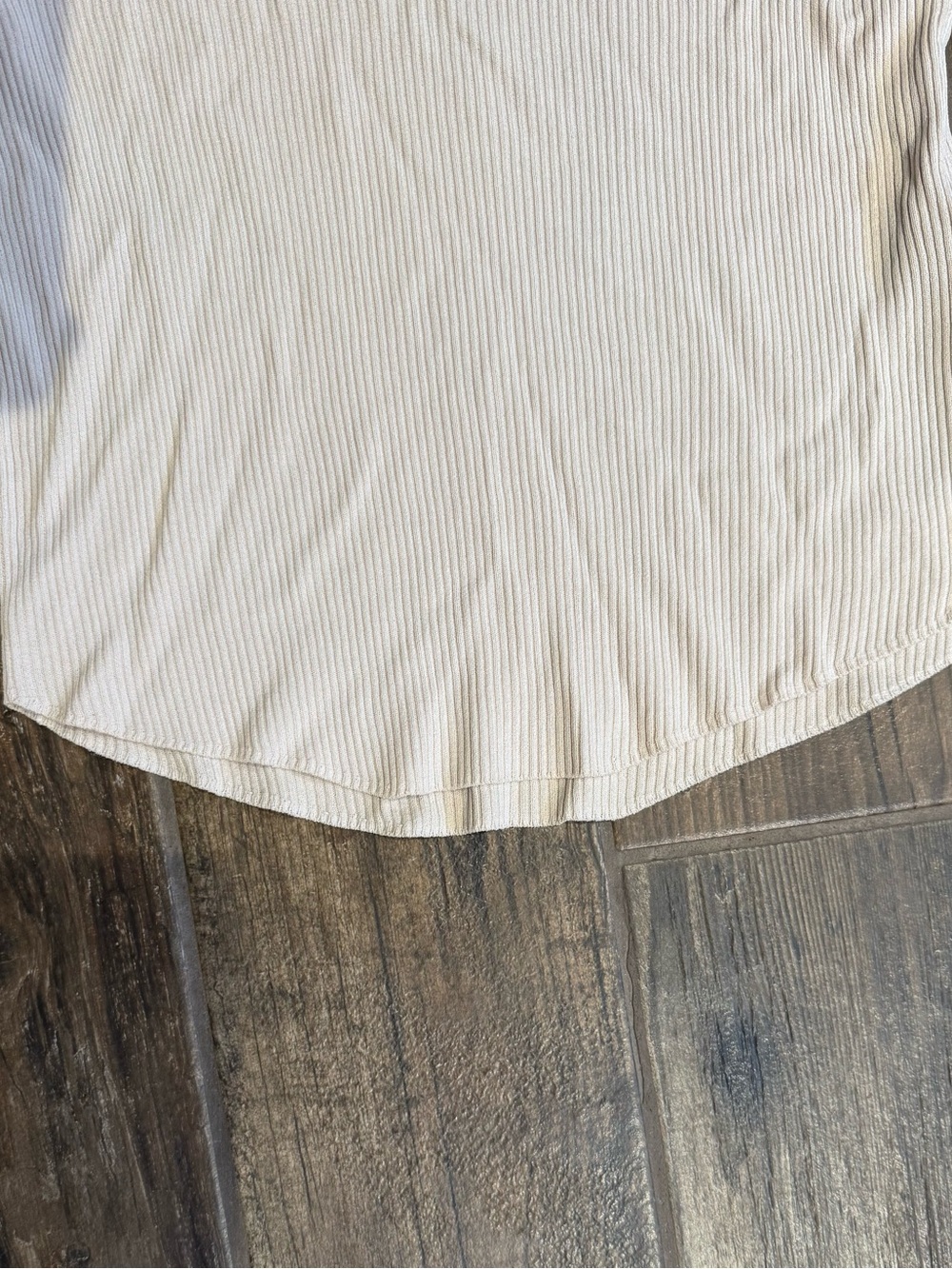 Zara Cream Ribbed Long-Sleeve Tee - Picture 4 of 5